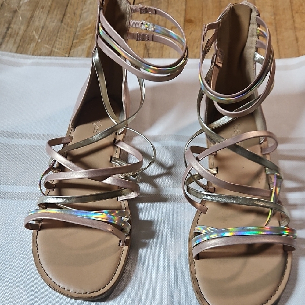Cat & Jack Strappy Sandals with Gold and Iridescent Accents